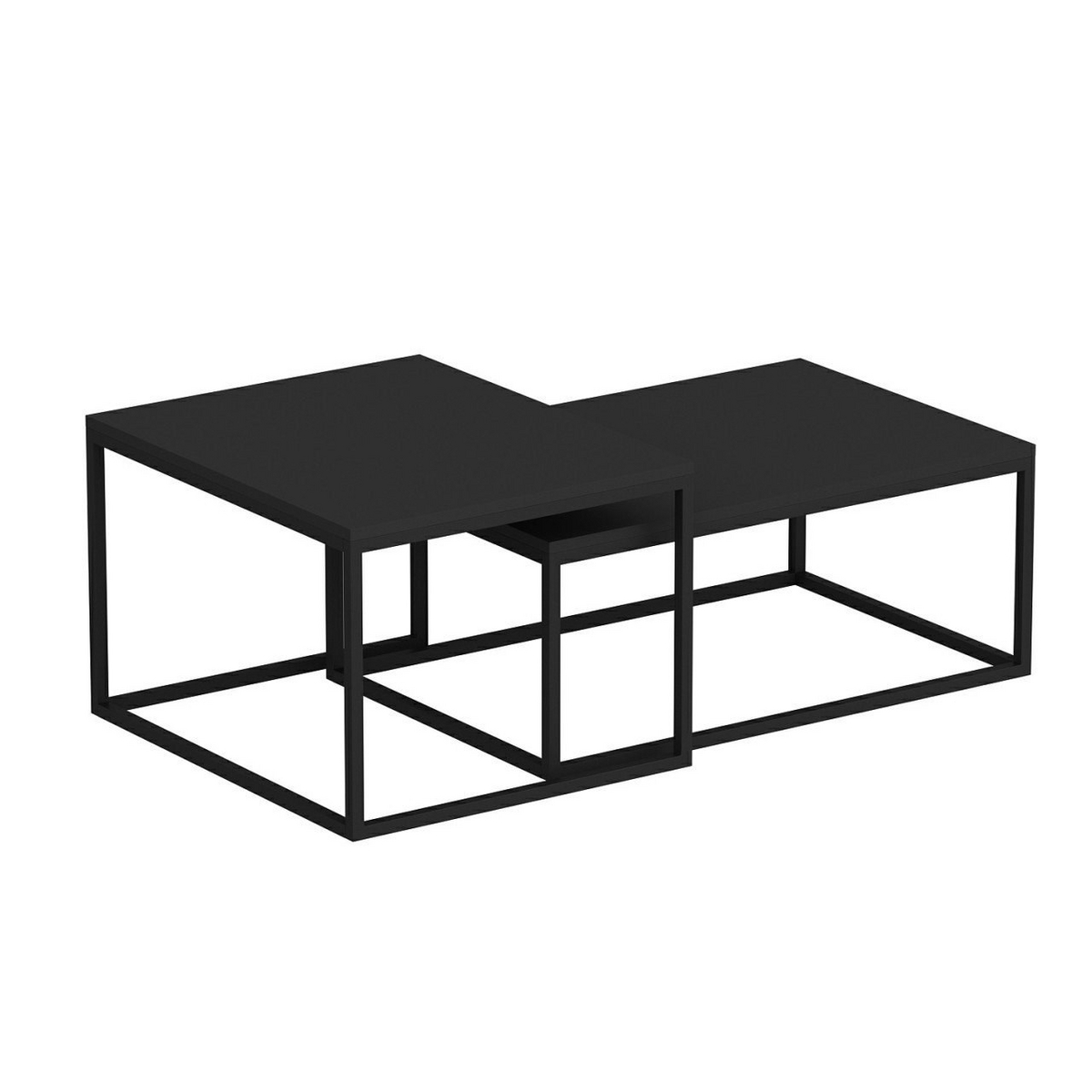 Norda Design moderne svart innskuddsbord (2 deler), metallramme, 100% melaminbelagt, 18mm tykk | stilig og funksjonell