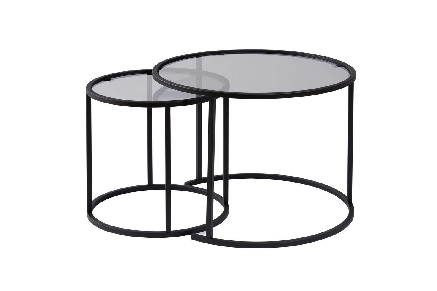 Norda Design moderne svart sofabordsett (2 deler) | 100% herdet glass og metallramme | stilig industriell design