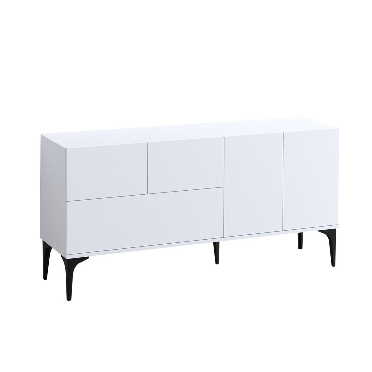 Norda Design moderne konsollbord, hvit og svart, 150 x 75 x 35 cm | 100% melaminbelagt, 18 mm tykk | stilig og funksjonell