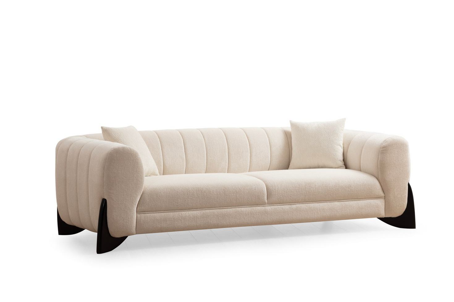 Norda Design elegant 3-seters sofa, hvit, 248 cm | bøkramme, 100% polyester, myke skumputer | moderne design