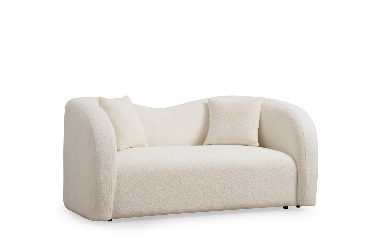 Norda Design elegant 2-seters sofa, kremfarge, bøkramme, 170 cm | 100% polyester, 2 puter inkludert, moderne design