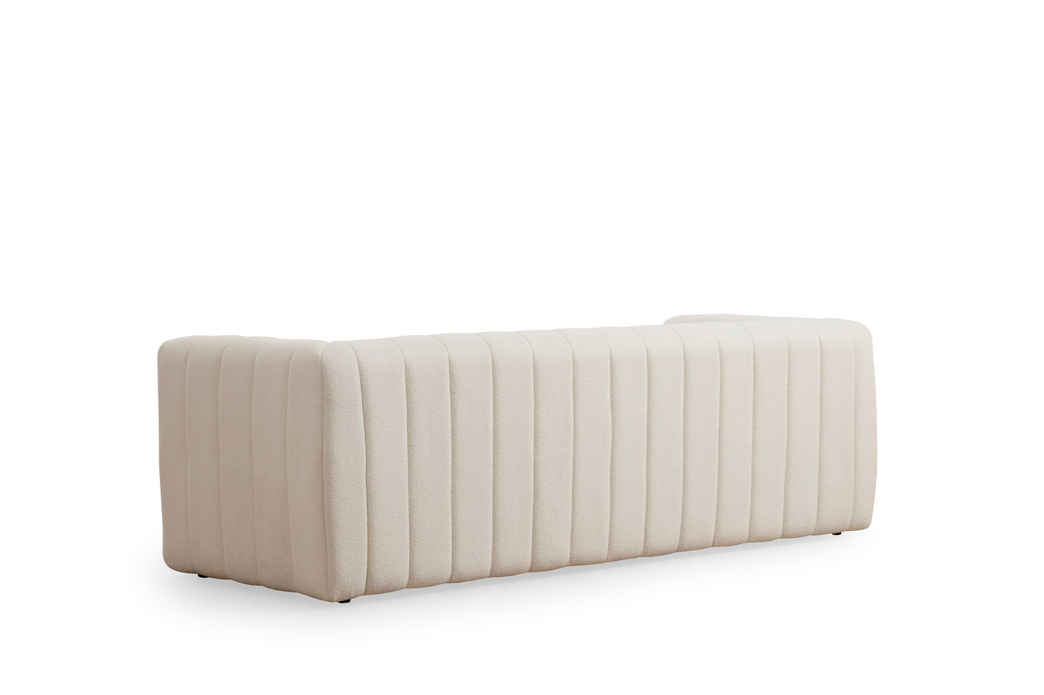 Norda Design elegant 3-seters sofa, kremfarge, bøkramme, 225 cm | 100% polyester, 2 puter inkludert, slitesterkt design