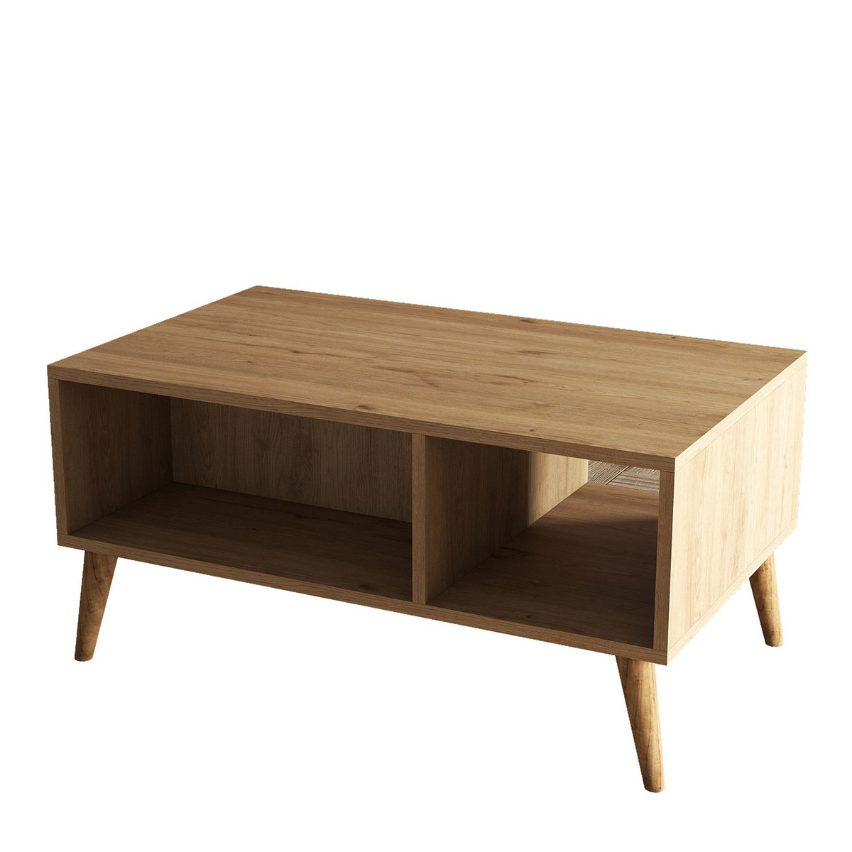Norda Design moderne sofabord i 2 nivåer, eikefarge, 90x54x41.6 cm | 100% melaminbelagt, treben | skandinavisk design