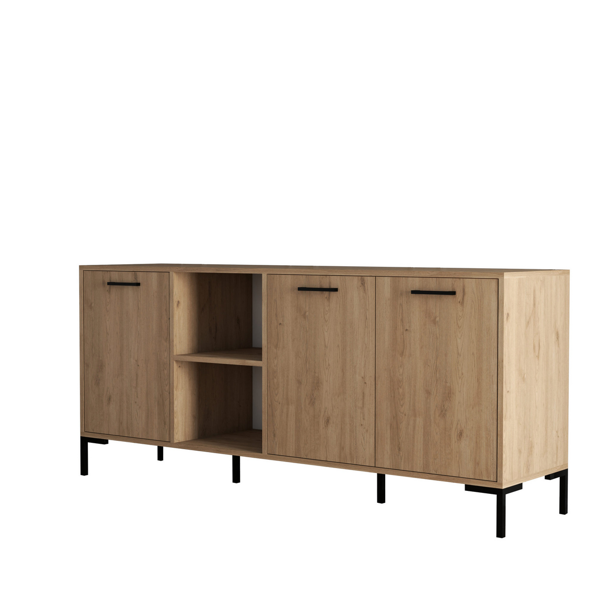 Norda Design moderne eik konsollbord med metallben, 180x80x45 cm | 100% melaminbelagt, veggmonterbar, stilig design