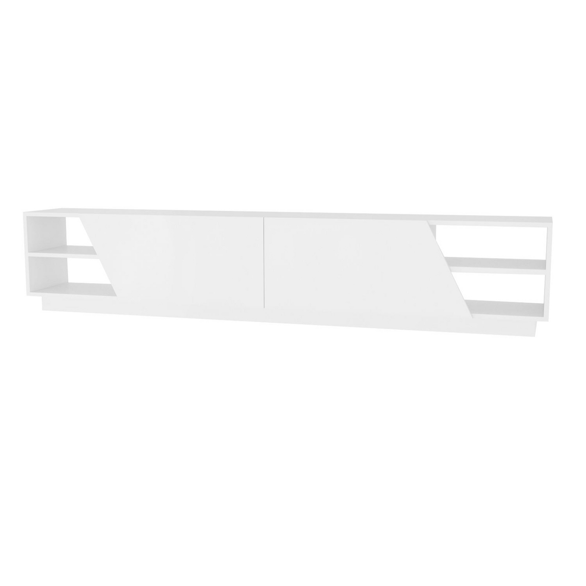 Norda Design moderne hvit TV-benk, 240 cm, 100% melaminbelagt sponplate, 18 mm tykk | stilig og funksjonelt design
