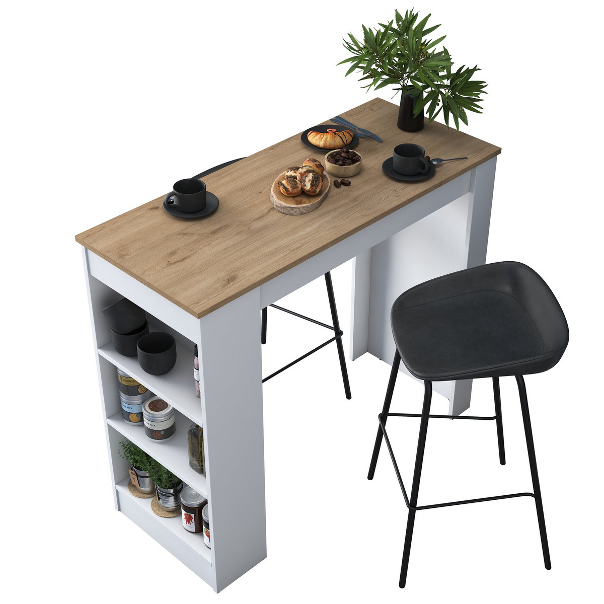 Norda Design moderne kjøkkenbord, valnøtt og hvit, 120 x 100 x 50 cm | 100% melaminbelagt, 18 mm tykk | stilig og funksjonell
