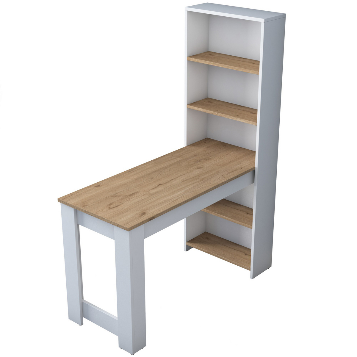 Norda Design moderne kjøkkenbord med veggmontert hyller, valnøtt og hvit, 100% melamin, 120 cm | stilig og funksjonell