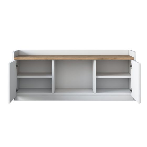 Norda Design moderne skoskap, hvit og valnøtt, 120 x 45 x 40 cm | 100% melaminbelagt, MDF-dører med membran | stilig oppbevaringsløsning