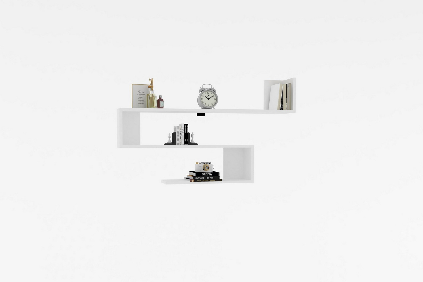 Norda Design moderne vegghylle, hvit, 120 x 71 x 20 cm | 100% melaminbelagt, 18 mm tykk | stilig oppbevaringsløsning