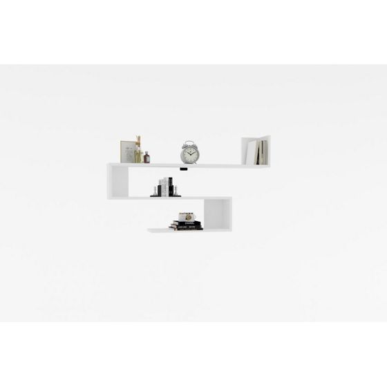 Norda Design moderne vegghylle, hvit, 120 x 71 x 20 cm | 100% melaminbelagt, 18 mm tykk | stilig oppbevaringsløsning