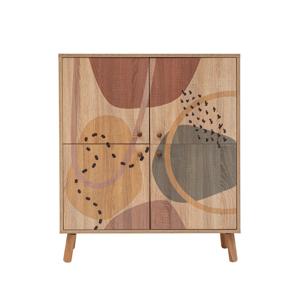 Norda Design multifunksjonelt skap, abstrakt design, 95x111x36 cm | 100% melaminbelagt, treben, UV Coating
