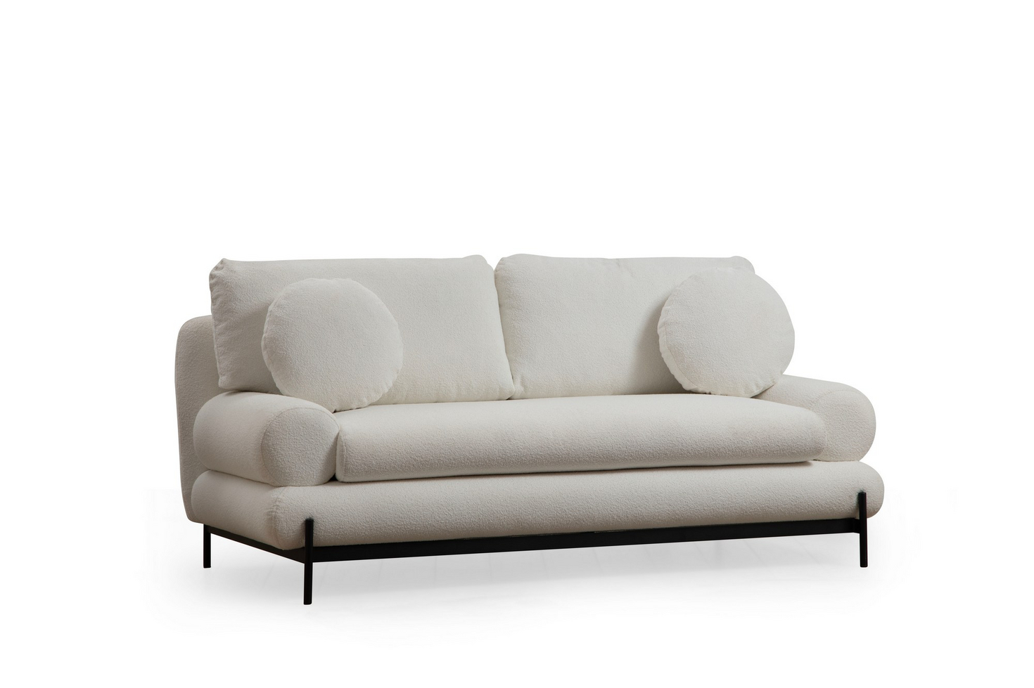 Norda Design elegant 2-seters sofa, hvit, 188 cm | bøkramme, 100% polyester, mykt skum og puter inkludert