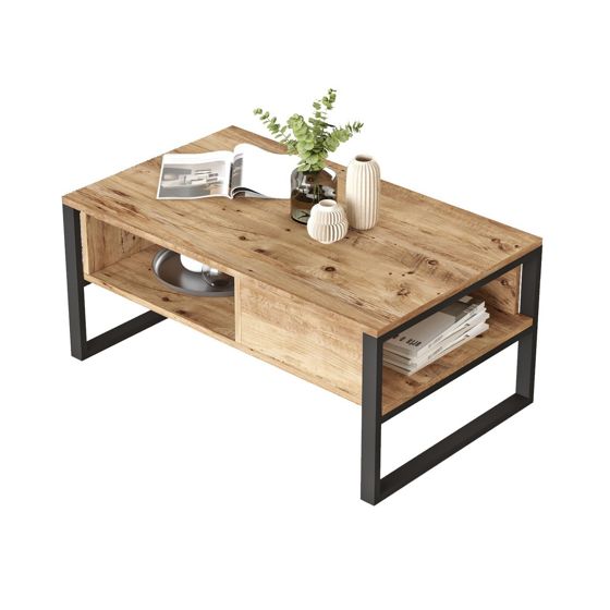 Norda Design moderne sofabord, Atlantic-furu, 100 cm x 44.4 cm x 59.7 cm | 100% melaminbelagt, 18 mm tykk | stilig industriell design