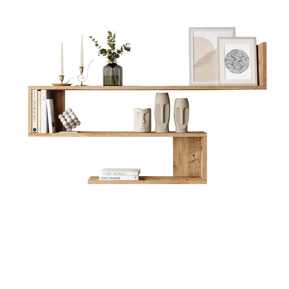 Norda Design skandinavisk vegghylle, Atlantic-furu, 120 x 71.4 x 14.5 cm | 100% melaminbelagt, 18 mm tykk | moderne design