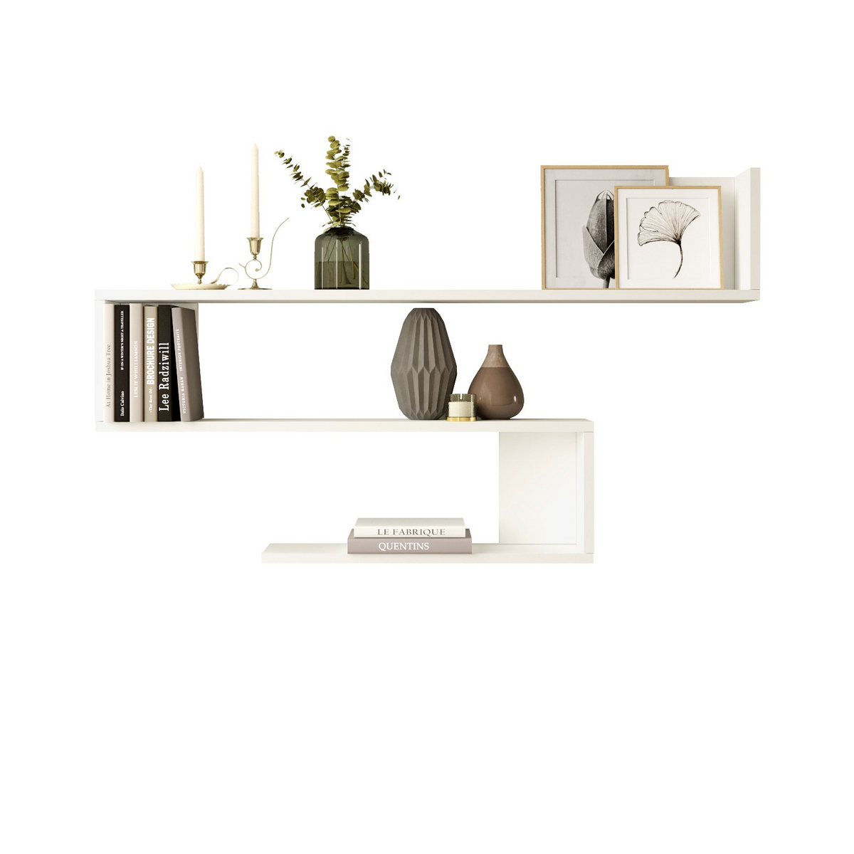 Norda Design moderne hvit vegghylle, 120 cm x 71.4 cm x 14.5 cm | 100% melaminbelagt, 18 mm tykk | skandinavisk design