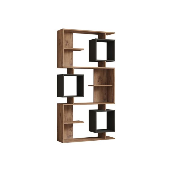 Norda Design moderne bokhylle, Atlantic-furu og antrasitt, 90 x 171.9 x 24.6 cm | 100% melaminbelagt, 18 mm tykk