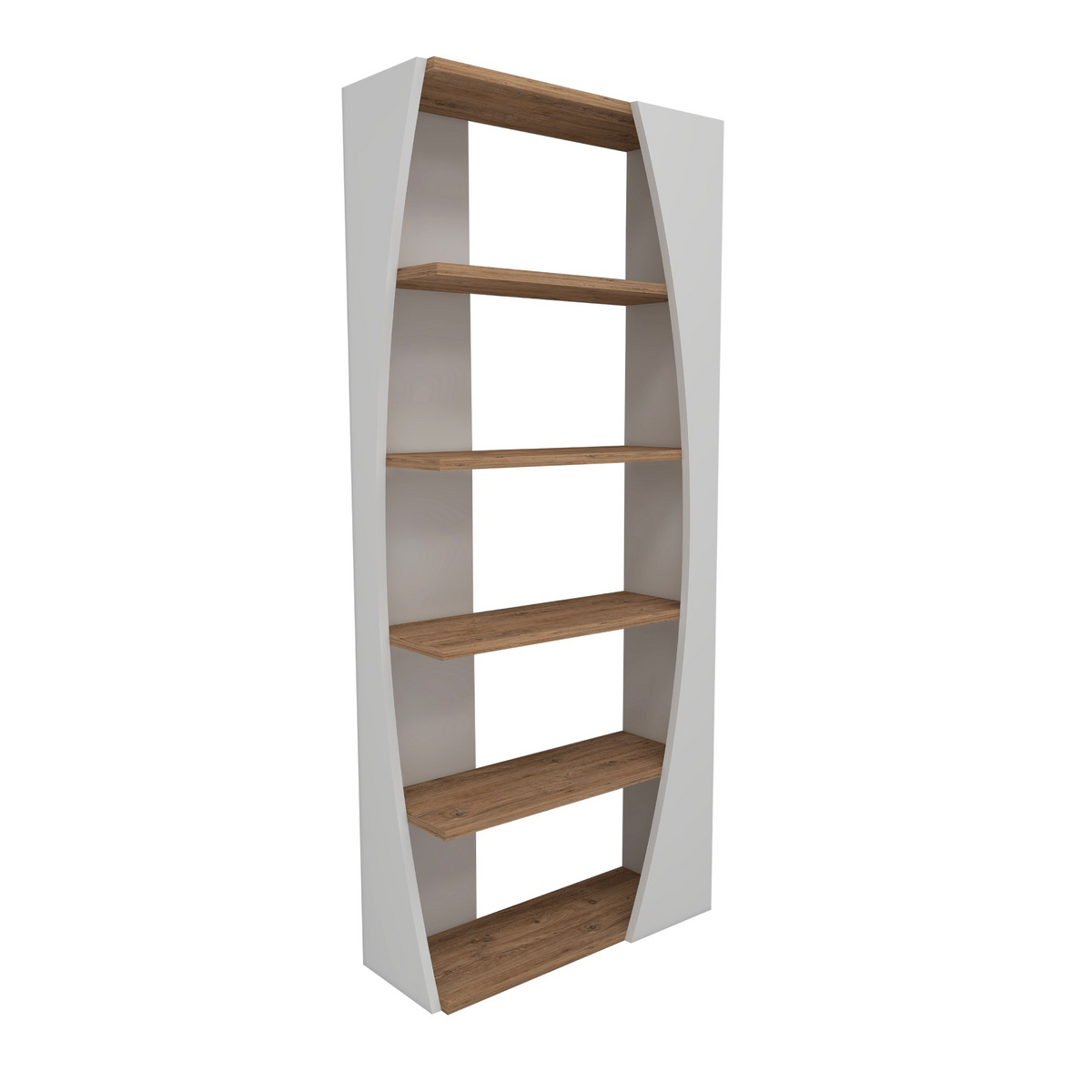 Norda Design moderne bokhylle, Atlantic-furu og hvit, 150 cm x 63.6 cm x 23.8 cm | 100% melaminbelagt, 18 mm tykk