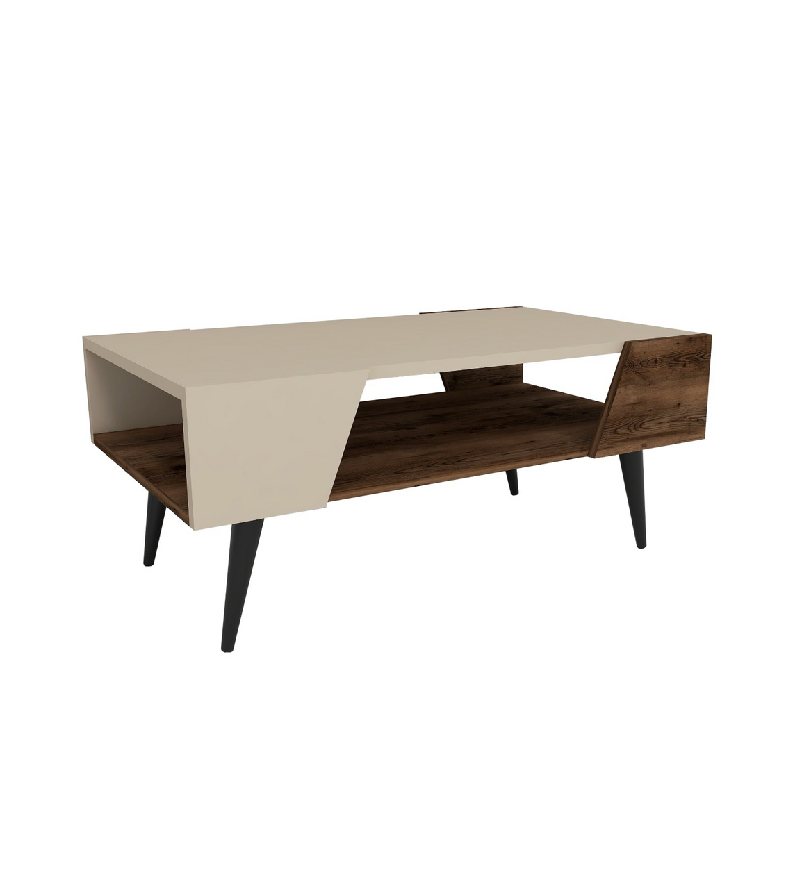 Norda Design moderne sofabord, beige og lys valnøtt, 90 x 53.6 x 38 cm | 100% melaminbelagt, 18 mm tykk | stilig og funksjonelt design