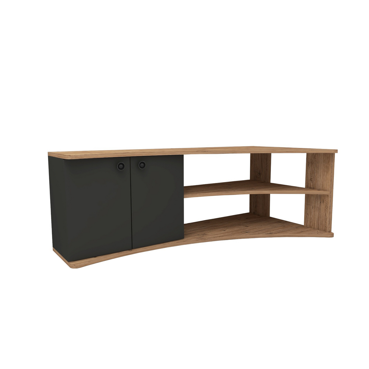 Norda Design moderne TV-benk, Atlantic-furu og antrasitt, 135 x 67.7 x 48.6 cm | 100% melaminbelagt, 18 mm tykk | stilig og funksjonelt design