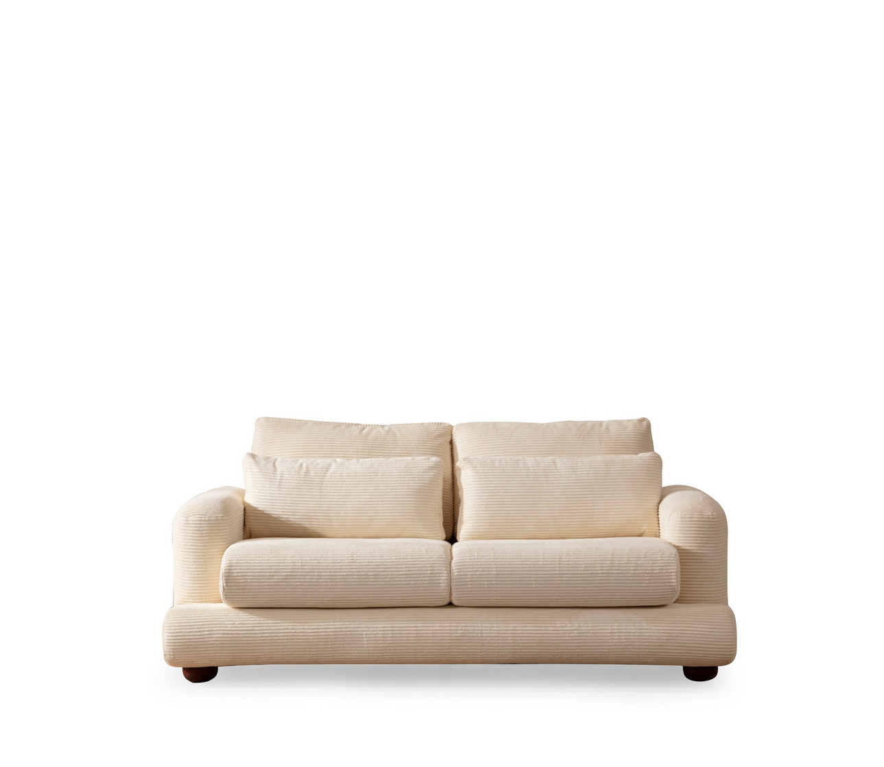 Norda Design beige 2-seters sofa, bøkramme, 100% polyester, 200x105x90 cm | mykt skum og flyttbare puter