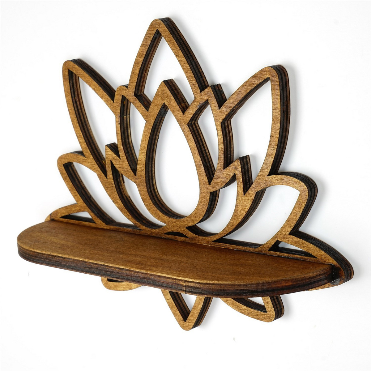 Norda Design moderne valnøtt vegghylle, 33 x 26 x 10 cm | 100% kryssfiner, 8 mm tykk | stilig og funksjonell oppbevaring