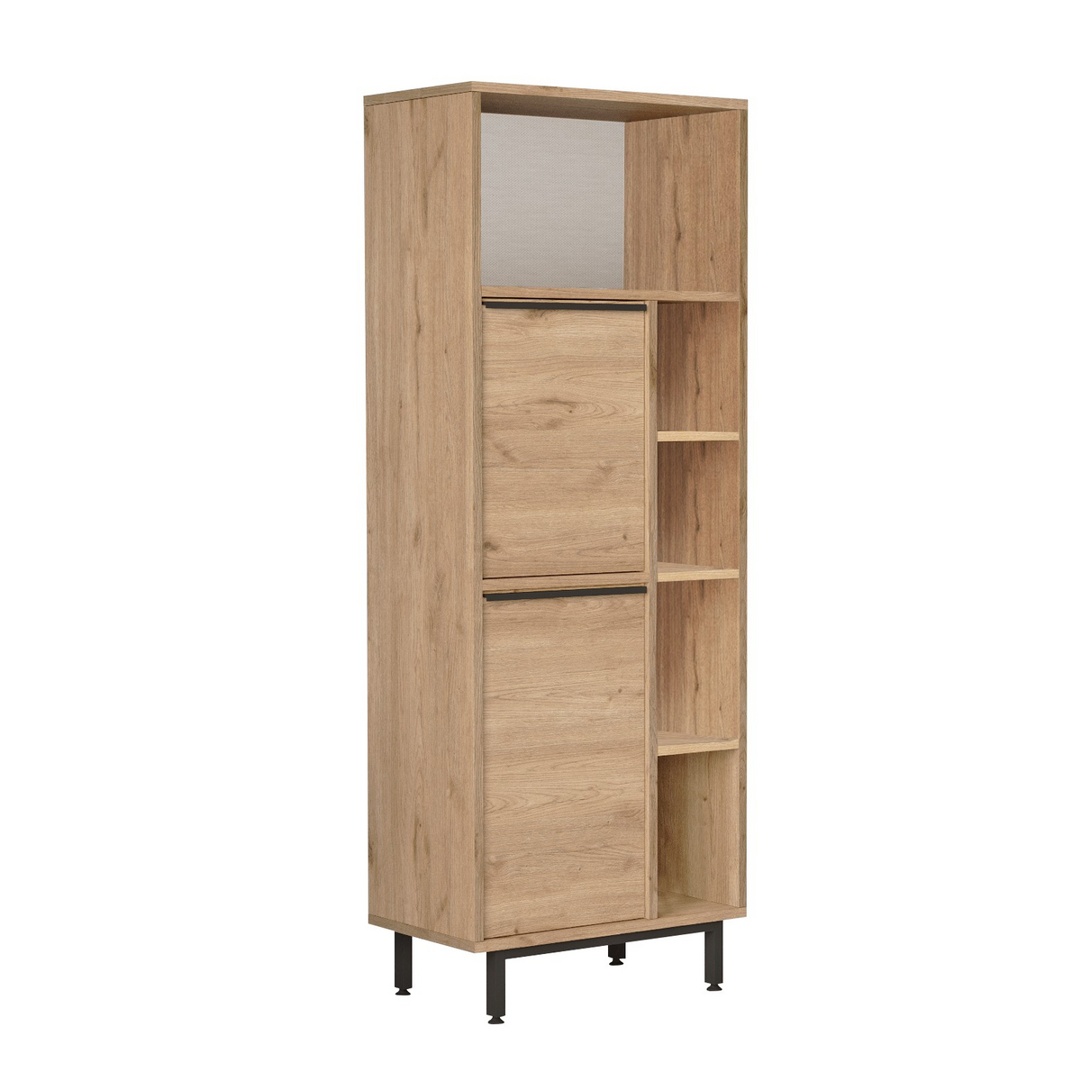 Norda Design stilig valnøtt baderomsskap, 60 cm x 161.6 cm x 35.5 cm | 100% melaminbelagt, metallben | moderne industriell design