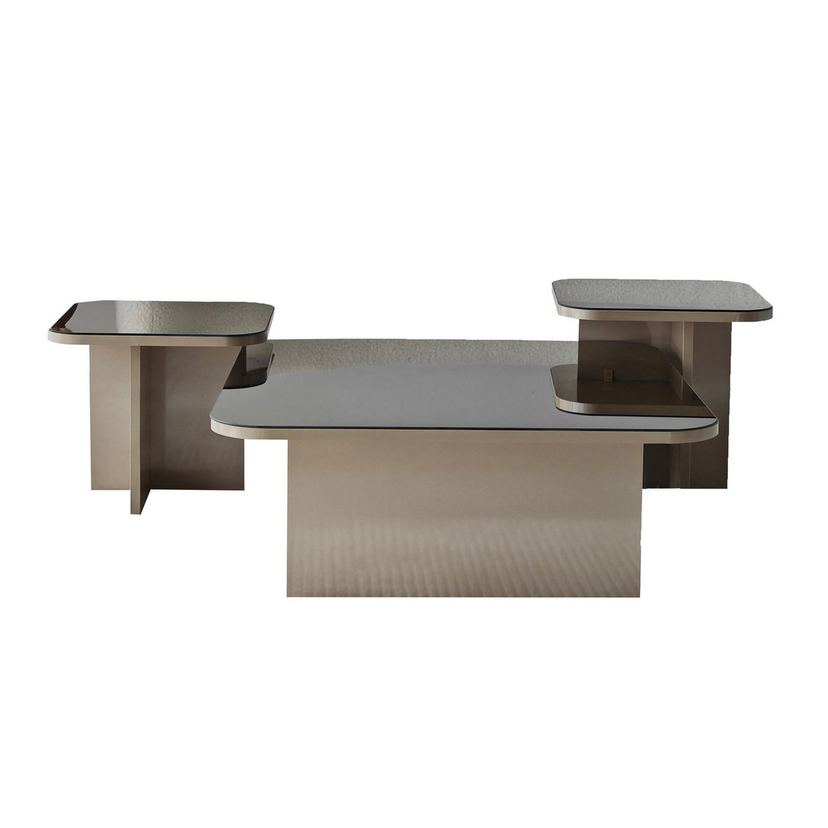 Norda Design moderne sofabordsett (3 deler), beige og bronse, 80x30 og 40x35/40x40 cm | 100% melaminbelagt | stilig og funksjonell