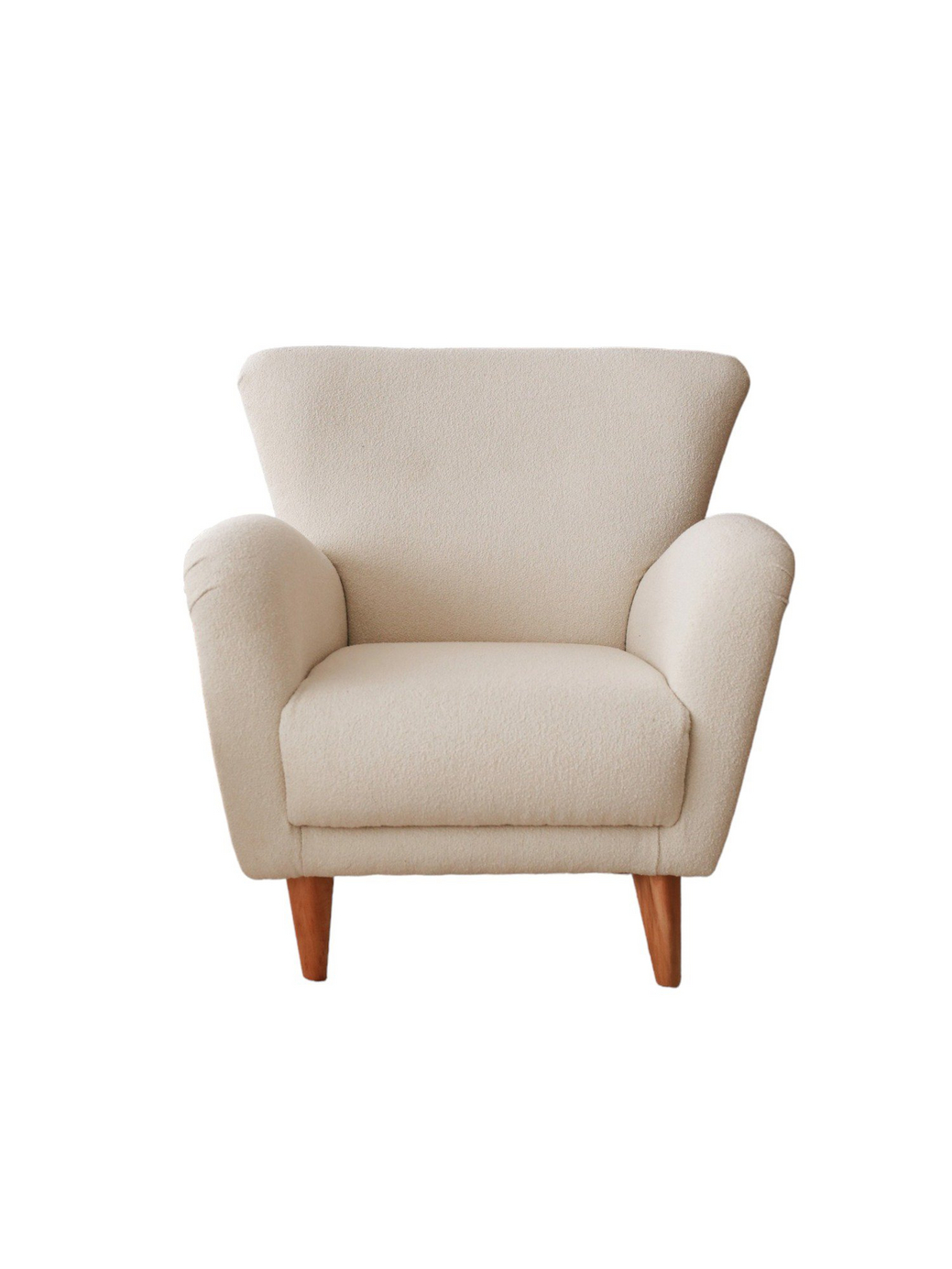 Norda Design elegant lenestol, hvitt teddystoff, 85 x 85 x 82 cm | 100% treramme, perfekt for moderne stue