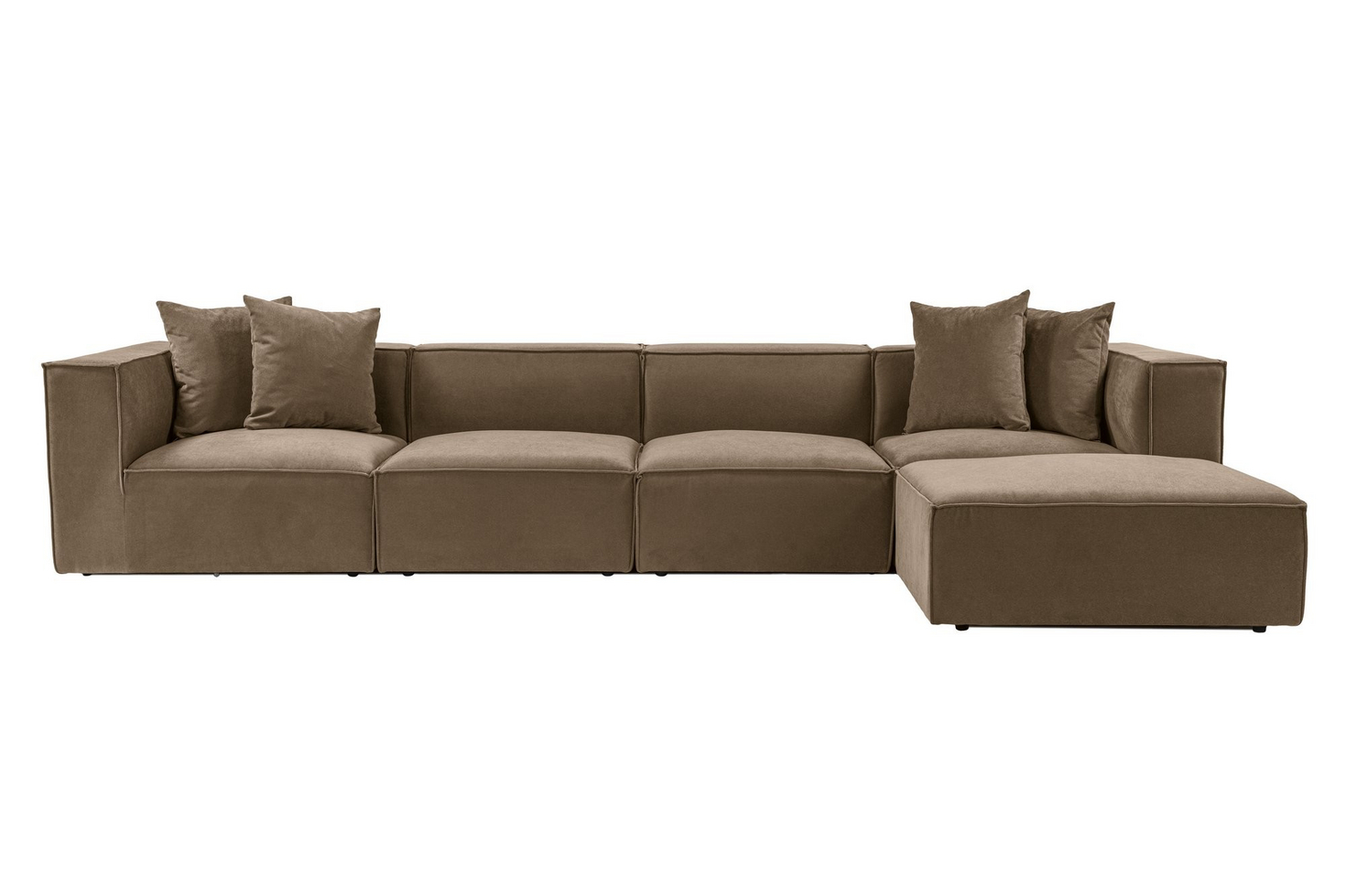 Norda Design elegant hjørnesofa, brun, 350 cm x 190 cm | 100% agnbøkramme, 100% lin, 32 DNS skum | inkluderer puff