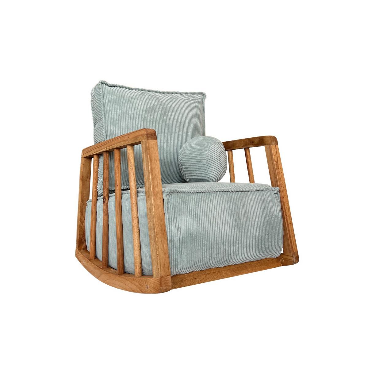 Norda Design elegant lenestol, blå, 50 cm W x 63 cm H x 72 cm D | 100% Hornbeam tre ramme, mykt polyesterstoff