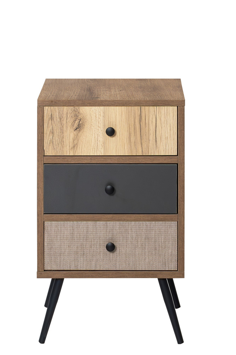 Norda Design moderne skandinavisk kommode med 3 skuffer, Hitit-farge, 41x70x40 cm | 100% melamin, jernben