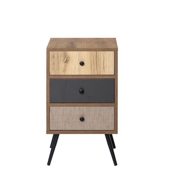 Norda Design moderne skandinavisk kommode med 3 skuffer, Hitit-farge, 41x70x40 cm | 100% melamin, jernben