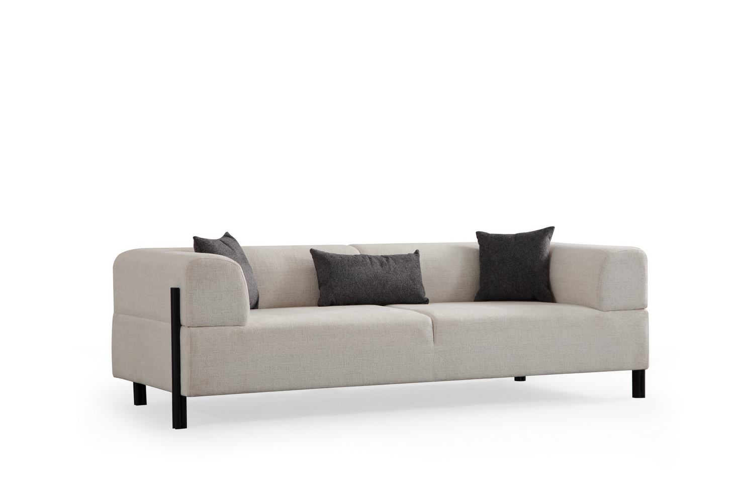 Norda Design stilig 3-seters sofa, hvit, 225 cm | bøk- og sponplateramme, 100% polyester | moderne design
