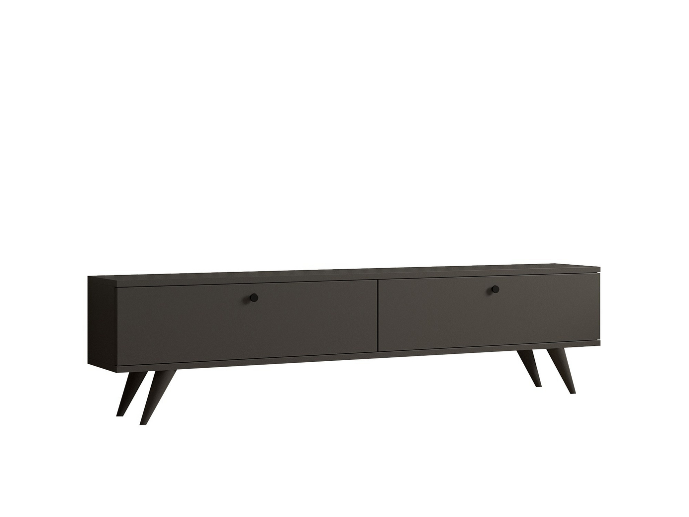 Norda Design moderne antrasitt TV-benk, 160 cm, 100% melaminbelagt, 18 mm tykk, flere hyller og oppbevaring