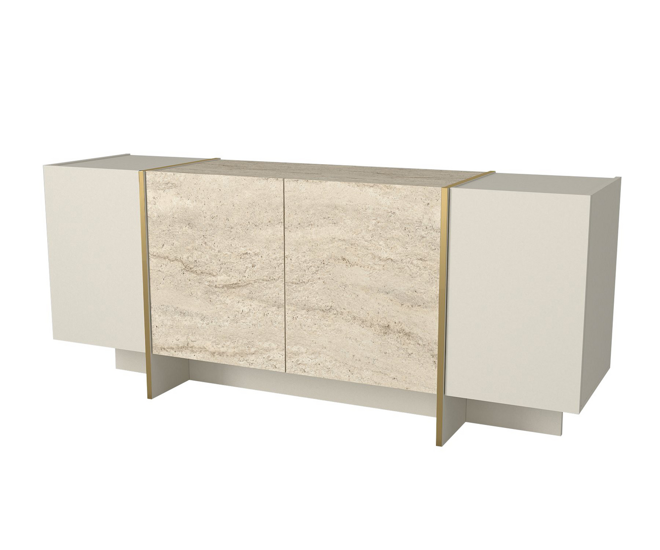 Norda Design moderne konsollbord, 180 cm, travertin og sandstein, 100% melaminbelagt, 18 mm tykk | stilig oppbevaring med flere hyller
