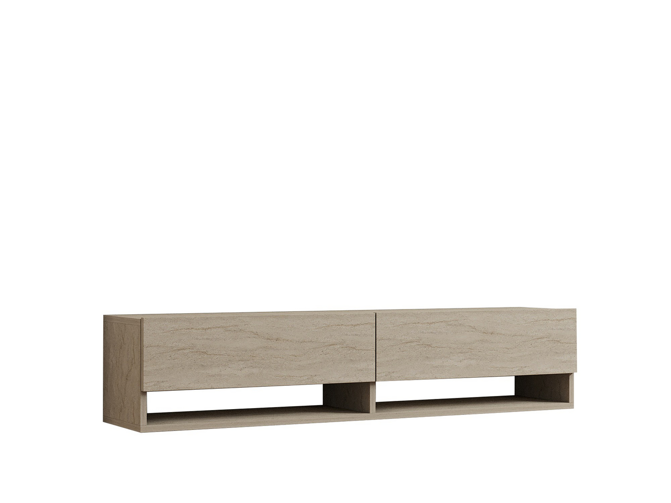 Norda Design moderne TV-møbel, travertinfarge, 141 cm | 100% melaminbelagt, 18 mm tykk, veggmonterbar, stilig design
