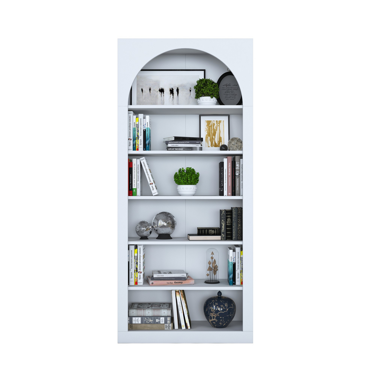 Norda Design moderne hvit bokhylle, 80 cm x 180 cm x 31.5 cm | 100% melaminbelagt E1 sponplate | veggmonterbar, stilig oppbevaringsløsning