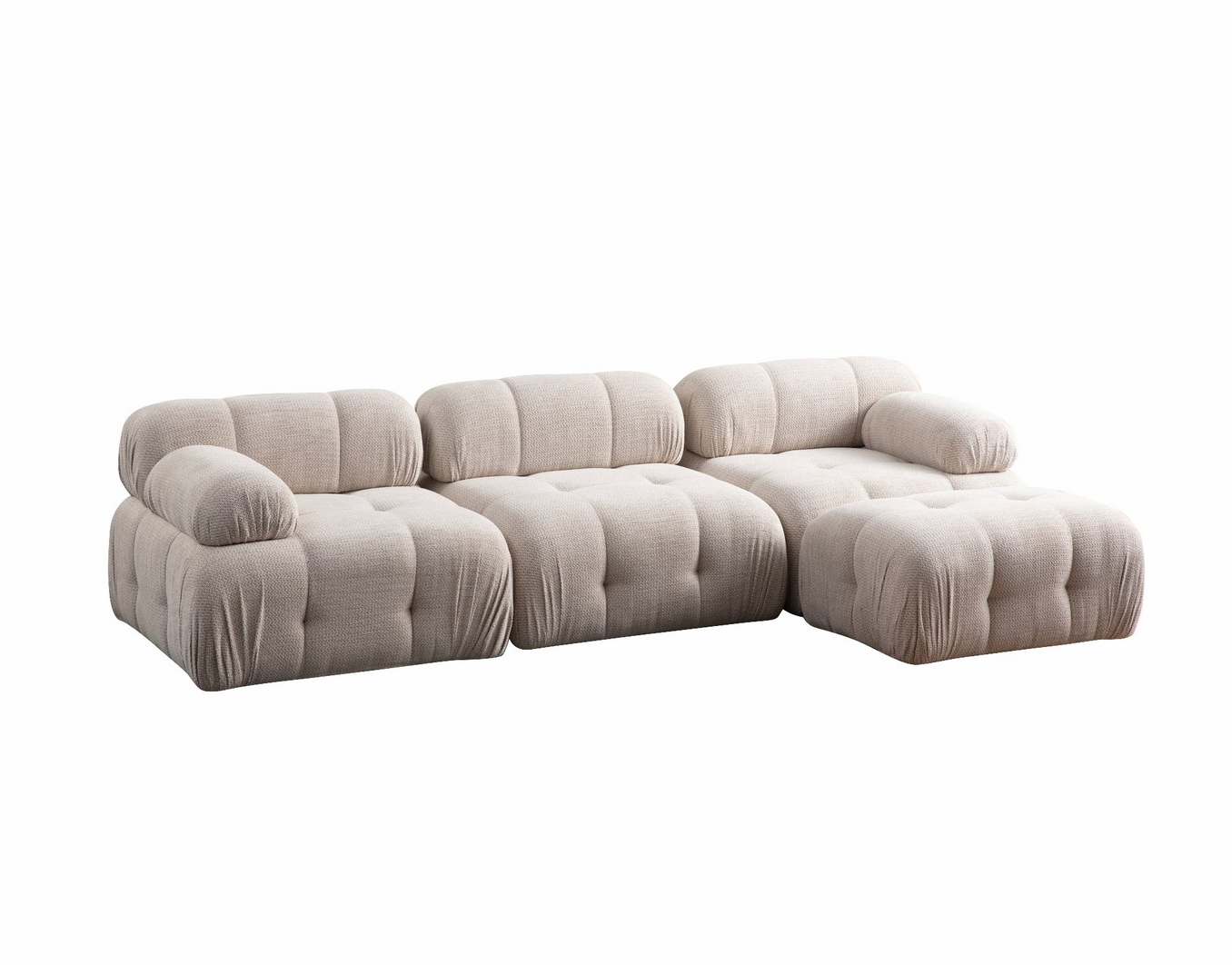 Norda Design elegant krem hjørnesofa, bøk- og sponplateramme, 290x160 cm | myk 100% polyester stoff, moderne design