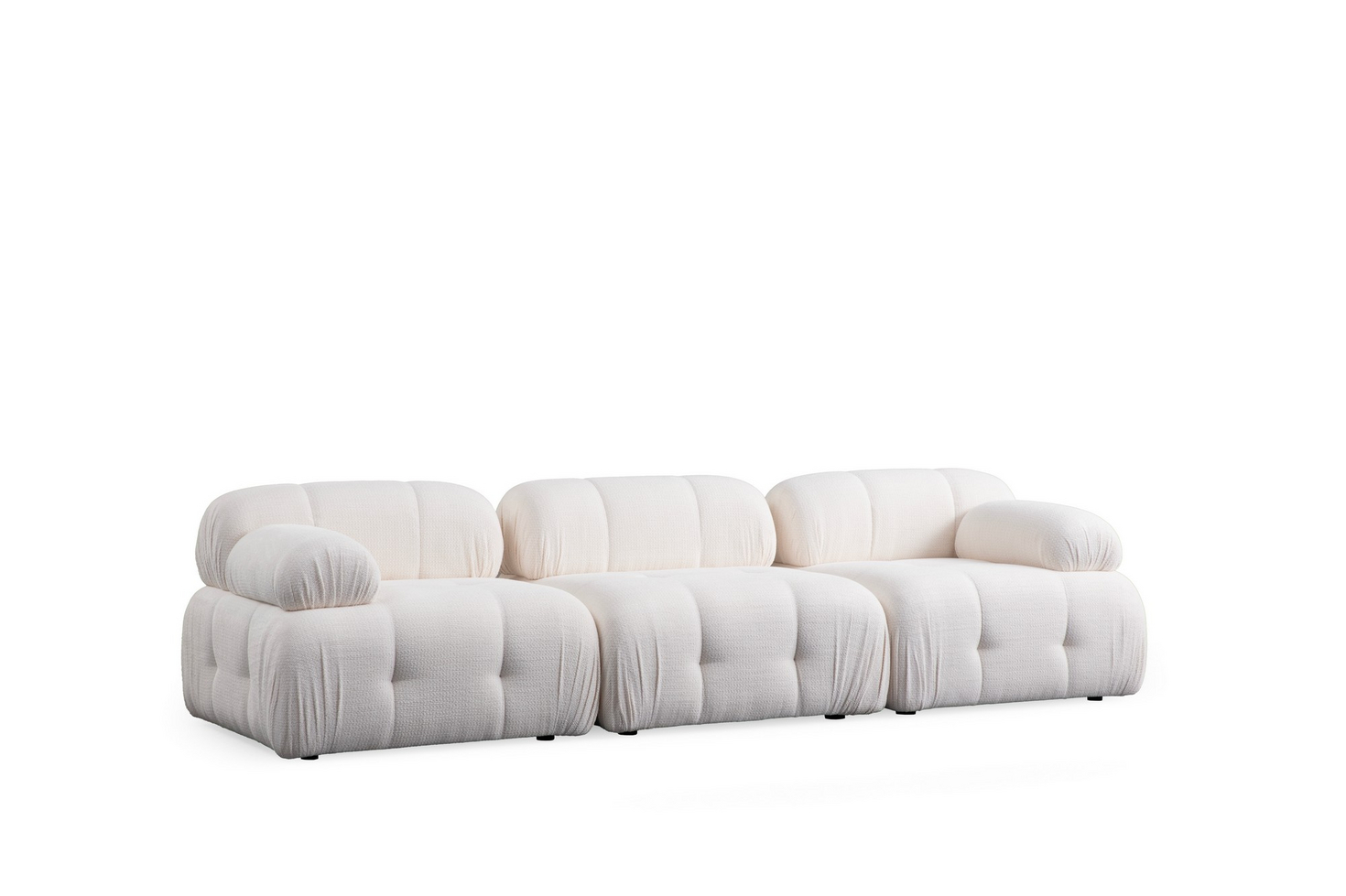 Norda Design moderne 3-seters sofa, hvit, 290 cm | bøk- og sponplateramme, 100% polyester | stilig og komfortabel