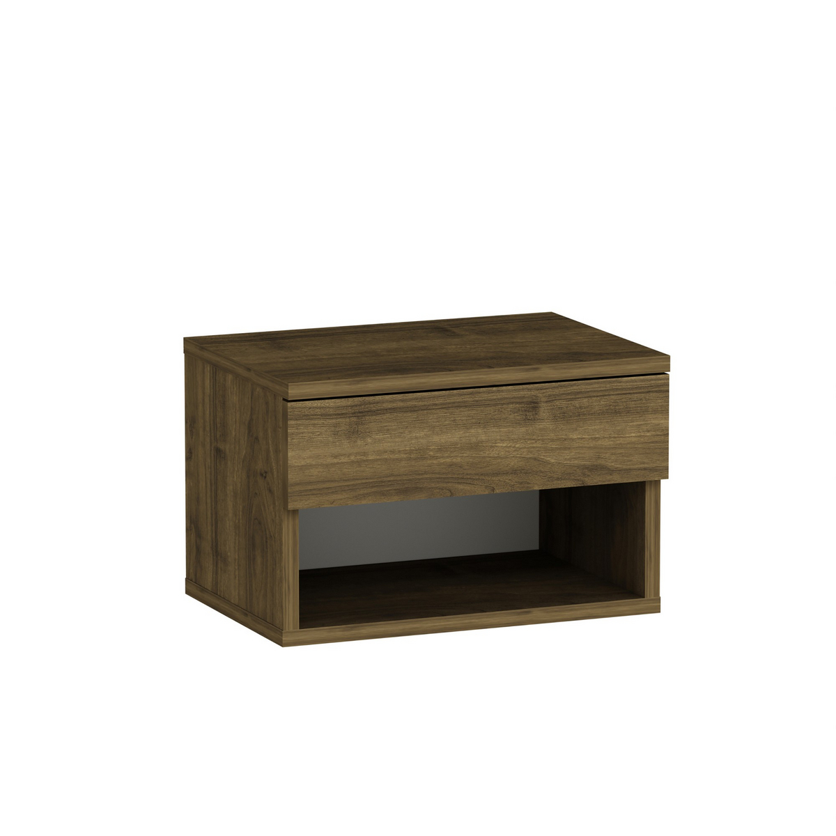 Norda Design moderne valnøtt nattbord, 44.6 x 29 x 31.6 cm | 100% sponplate, veggmonterbar | stilig og funksjonell