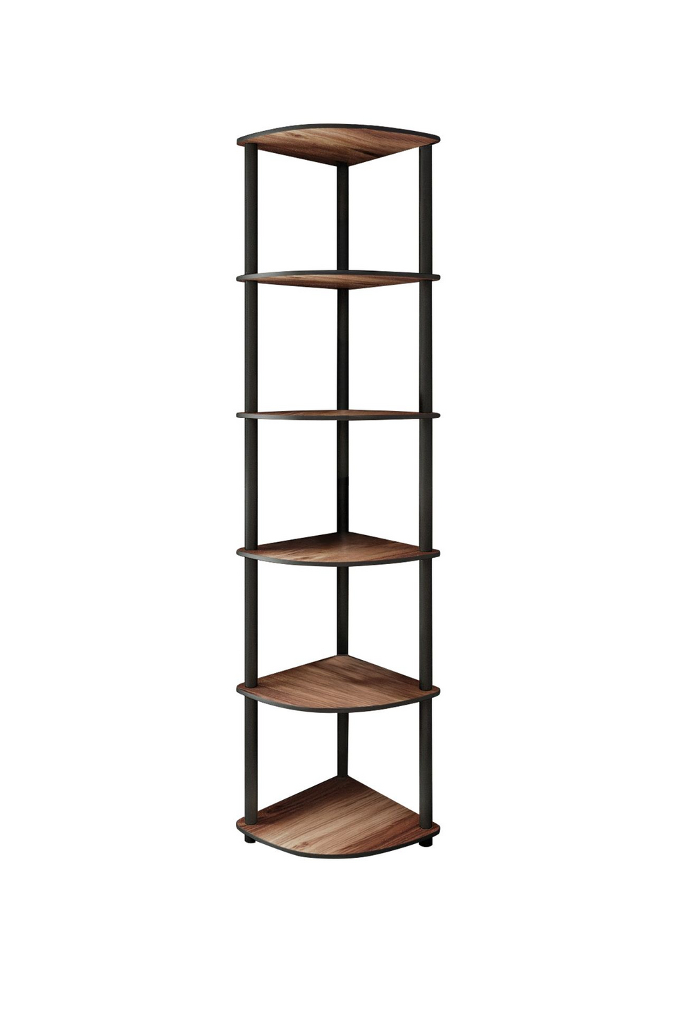 Norda Design moderne valnøtt bokhylle, 34 x 173 x 34 cm | 100% MDF med komprimerte kraftben | stilig industriell design