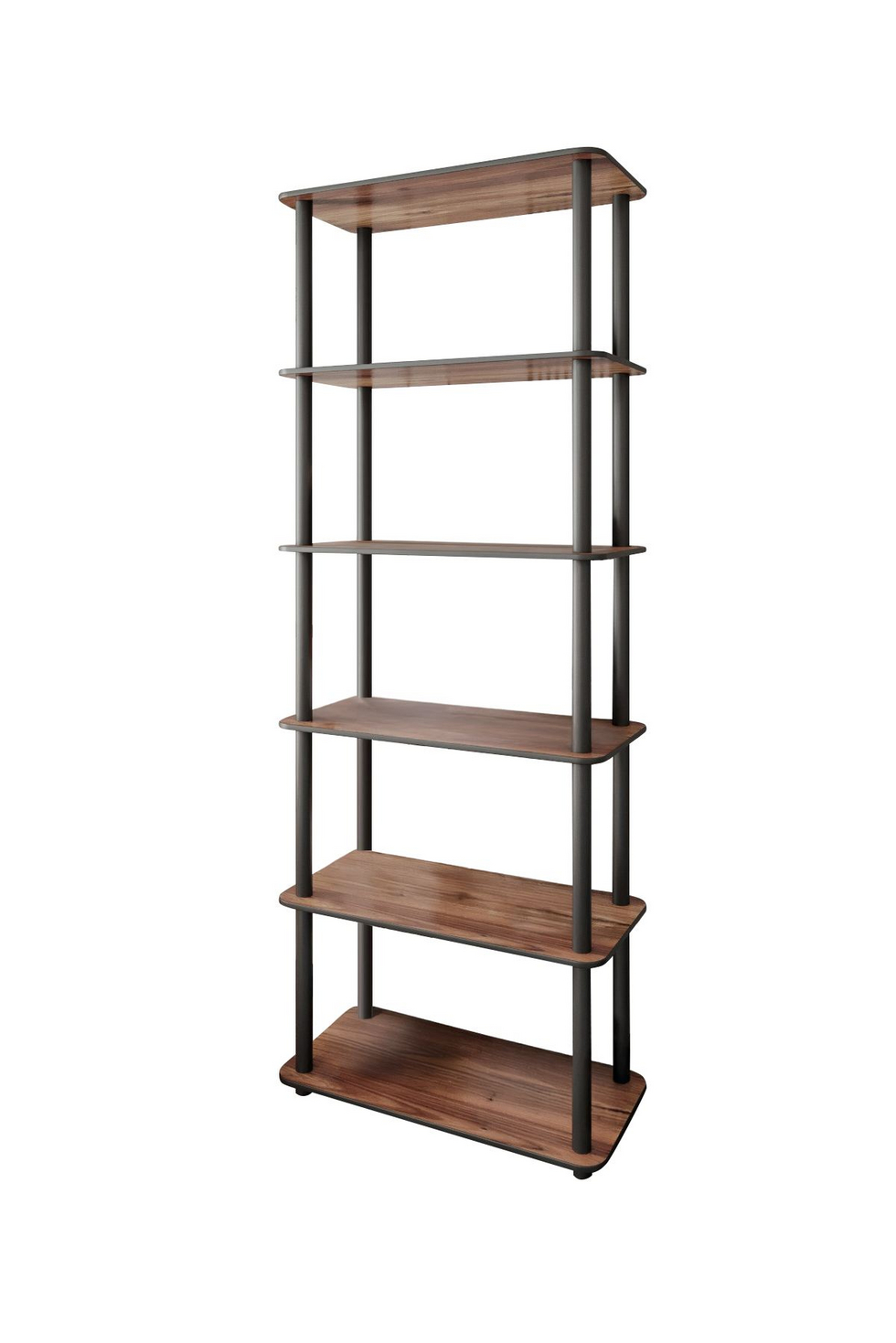 Norda Design moderne valnøtt bokhylle, 60x173x30 cm, 100% MDF med komprimerte kraftben | stilig industriell design