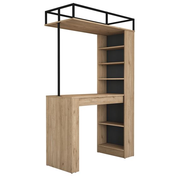 Norda Design moderne spisebord med veggmonterte hyller, valnøtt og svart, 120 cm | 100% melaminbelagt E1 sponplate