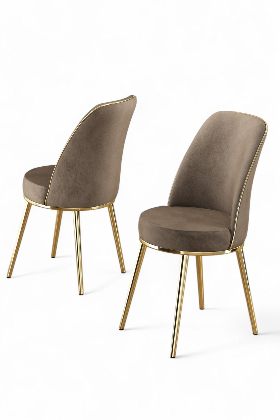 Norda Design elegant 6-delt stolsett, cappuccino og gull, 100% metallramme, moderne design, perfekt for spiseplassen og stue