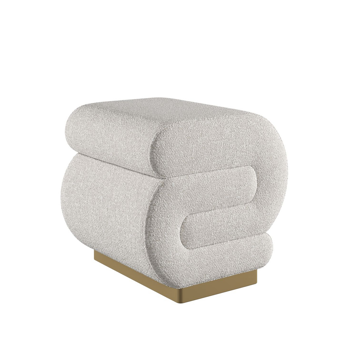 Norda Design stilig krem puff, 40 x 42 x 42 cm, 28 DNS grå og 14 DNS hvit skum | perfekt for moderne innredning