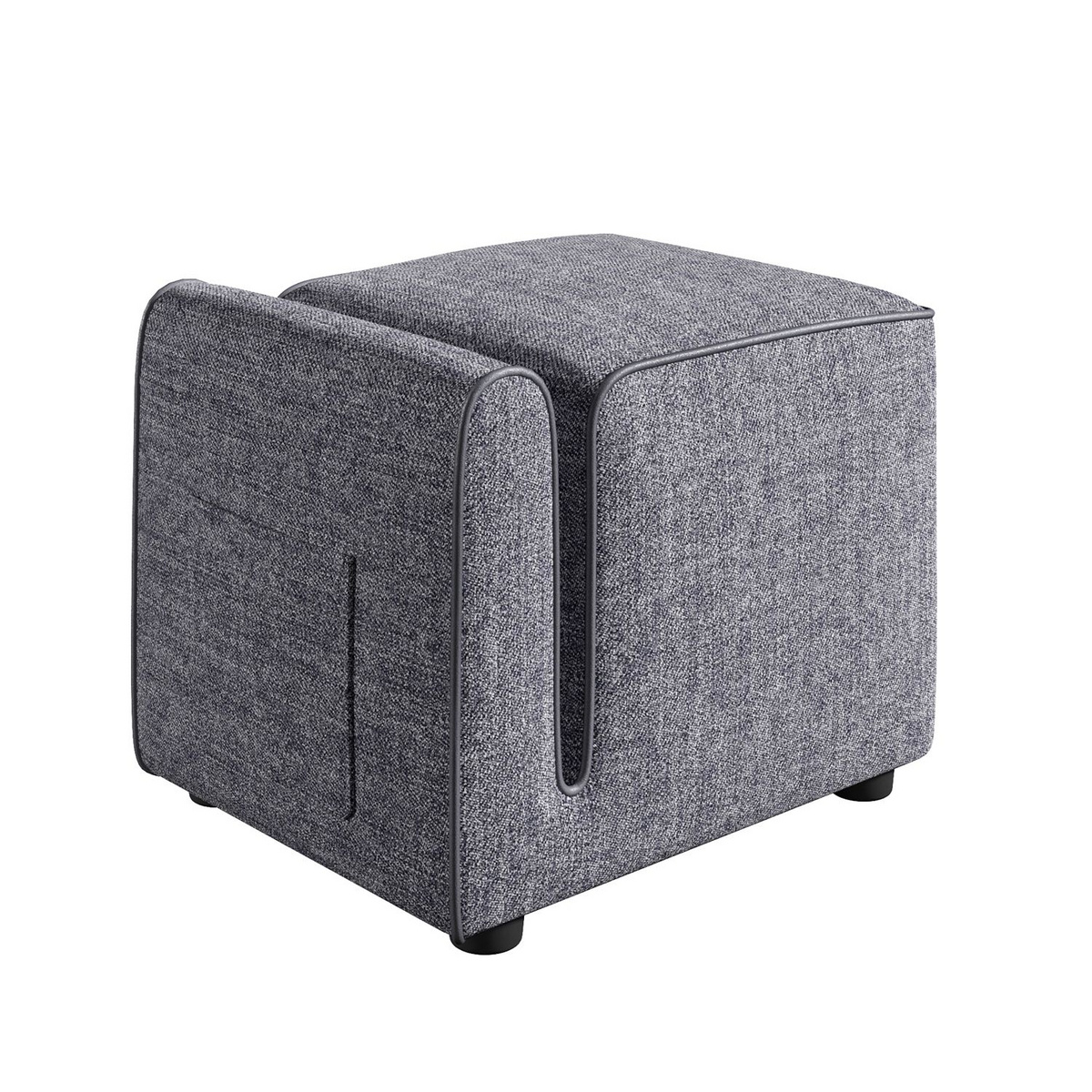 Norda Design stilig grå puff, 53 x 43 x 42 cm | 28 DNS grå skum og 14 DNS hvit skum | perfekt for moderne innredning