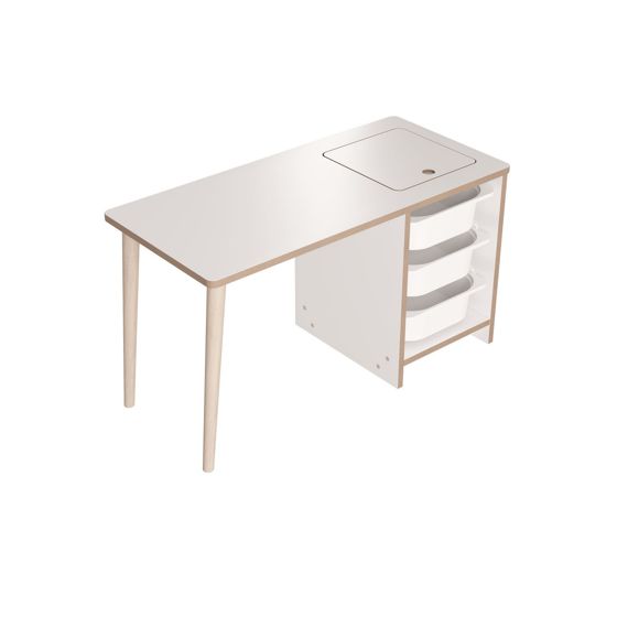 Norda Design moderne barnebordsett (1 bord og 2 stoler), hvit, 90x50x42 cm | 100% melaminbelagt, treben