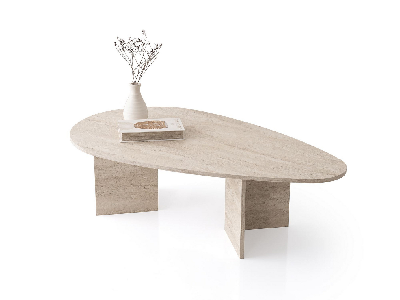 Norda Design moderne sofabord, travertinfarge, 139.5 x 42 x 79.5 cm | 100% melaminbelagt, 18 mm tykk | stilig og slitesterkt design