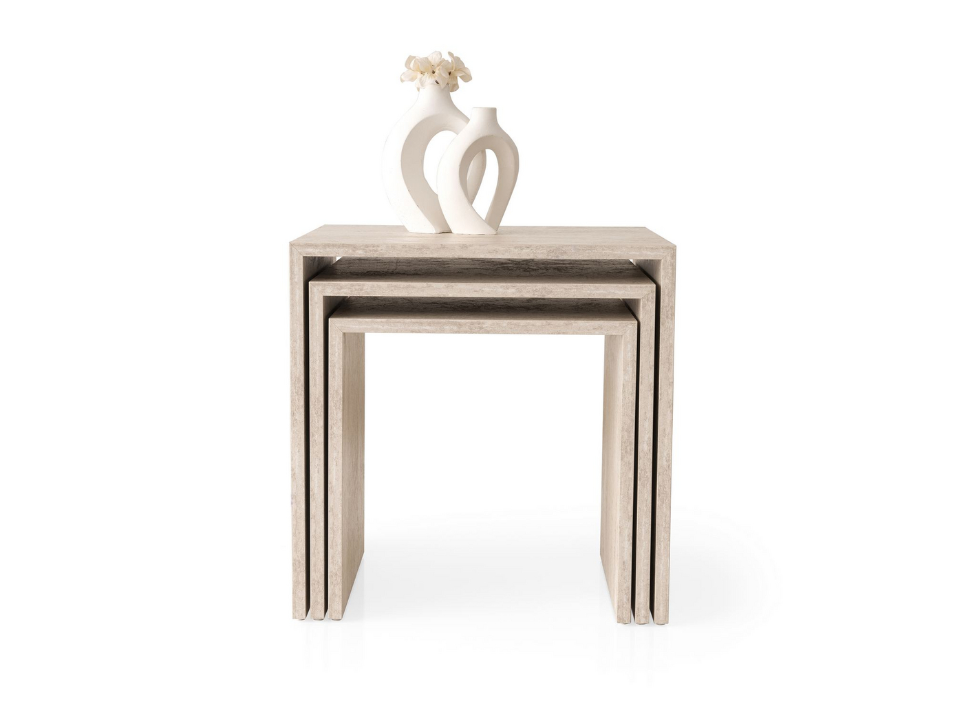 Norda Design elegant sett med innskuddsbord (3 deler), travertinfarge, 50x50cm, 45x45cm, 40x40cm | 100% melamin | moderne design