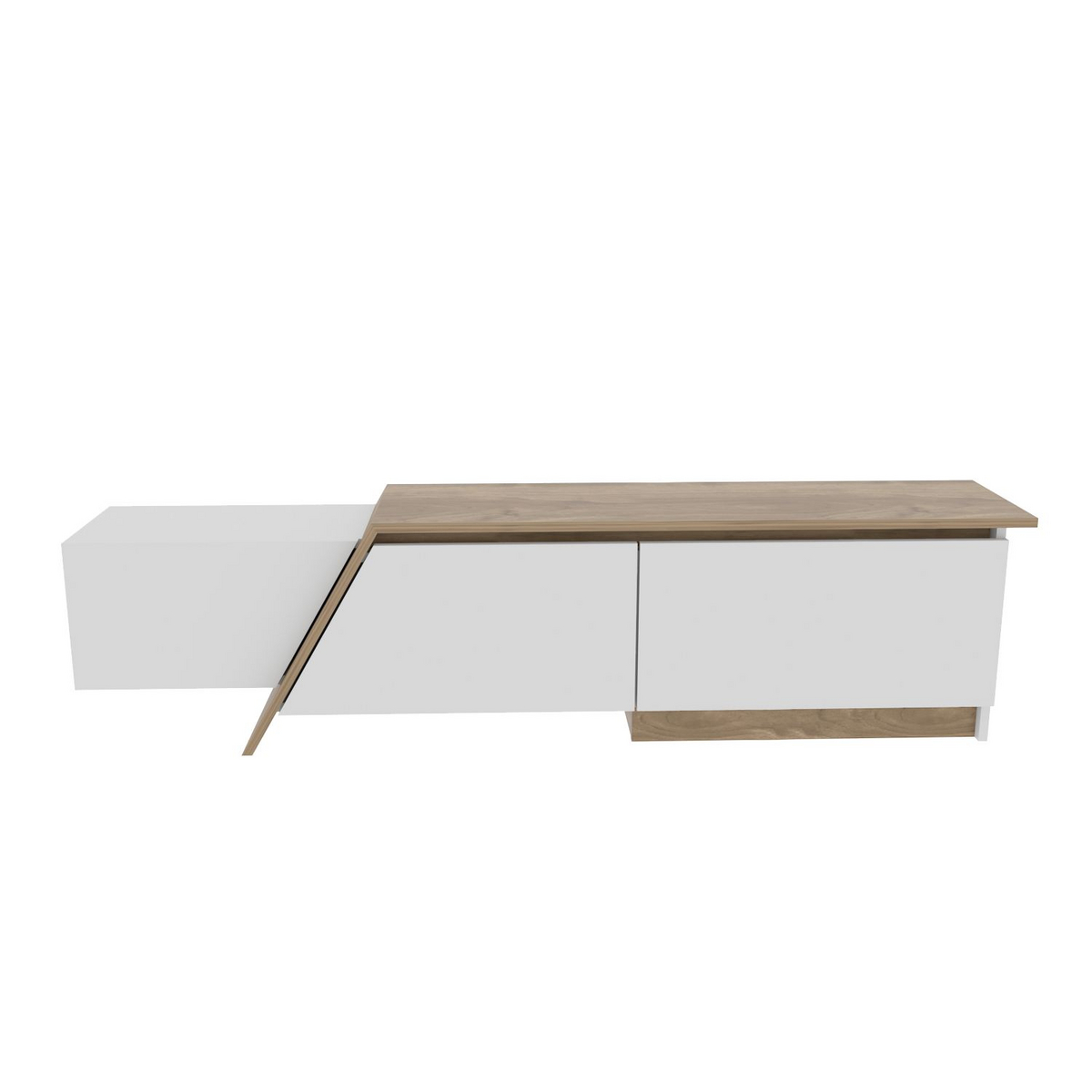 Norda Design moderne TV-benk, hvit og valnøtt, 180 cm x 28.6 cm x 35 cm | 100% melaminbelagt, 18 mm tykk | stilig og funksjonell